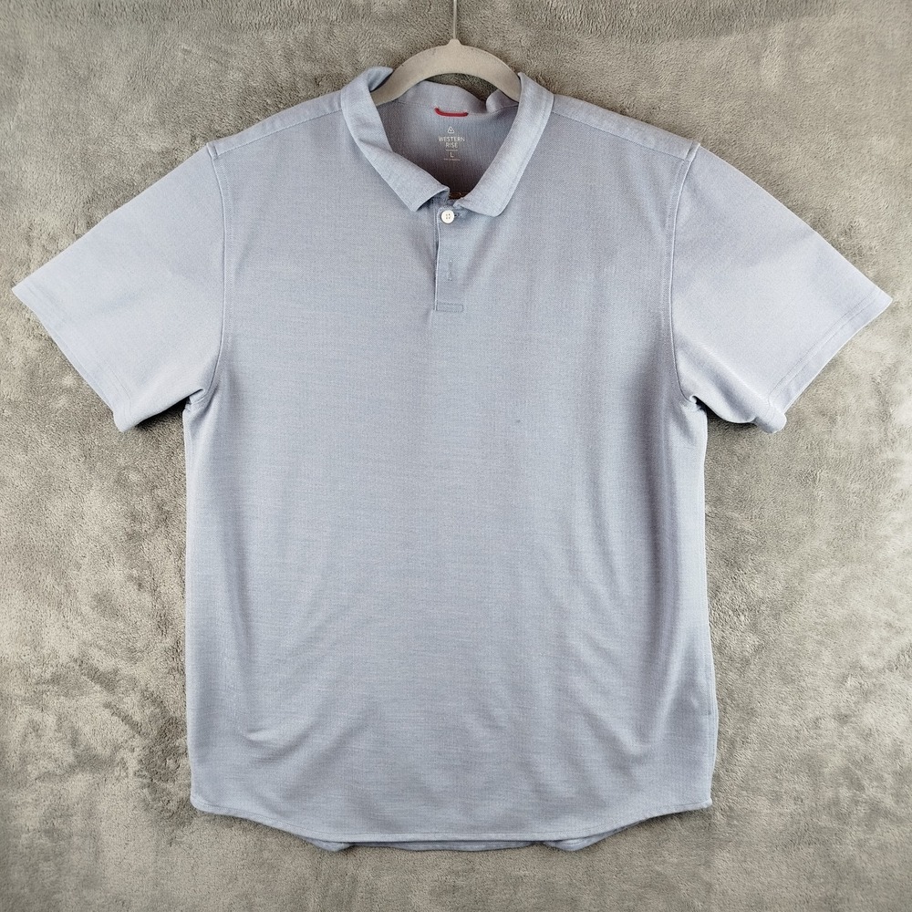 Western Rise Limitless Blue Wool Blend‎ Polo Mens Large Travel Performance